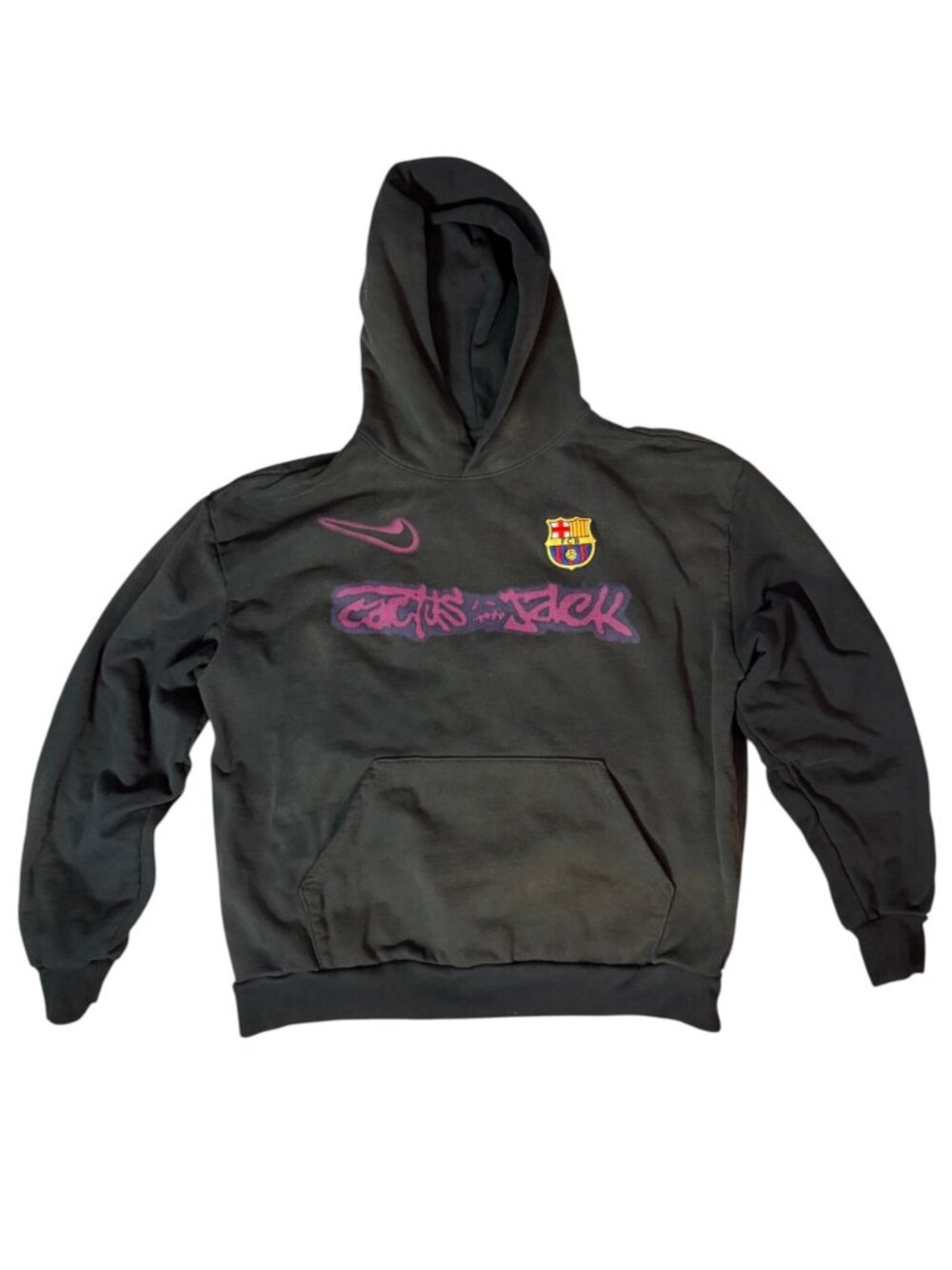 Travis Scott Cactus Jack x Nike FC Barcelona Spray Logo Hoodie Black XL